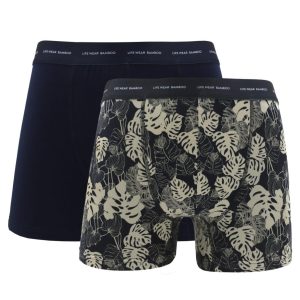 2-pack Boxershorts Bambu, Monstera Blå/Creme
