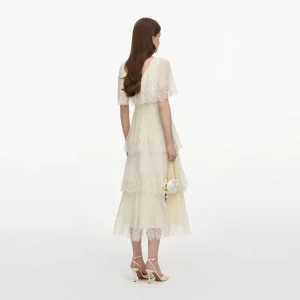 Gul chiffon skjorta med flera nivåer