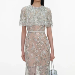 Mintpryddad kap- maxi dress