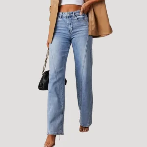 Dam Bootcut Jeans Högmidjade Stretch Utsvängda Denimjeans