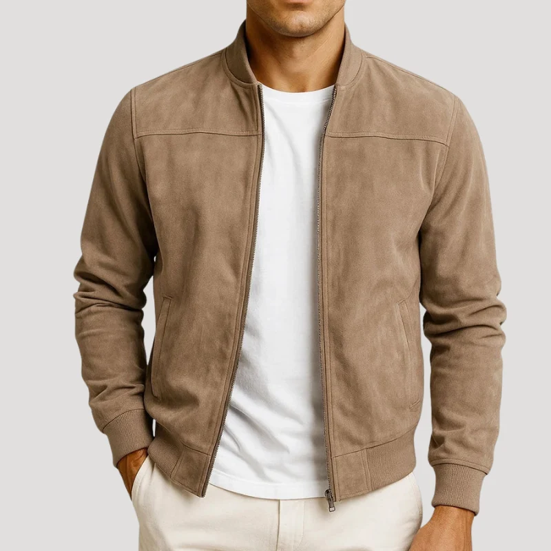 Herr Slim Fit Bomberjacka Med Dragkedja Casual Stil