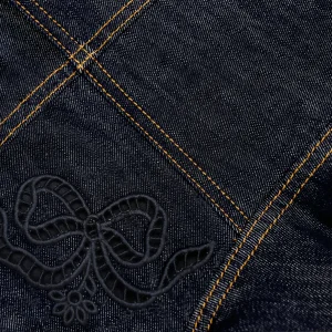 Indigo Denim Bow Stickad Midiklänning