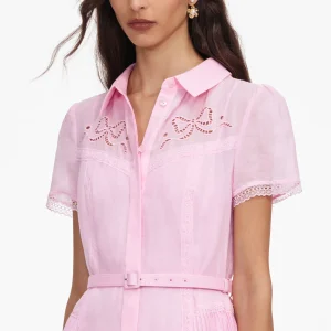 Rosa broderade midi-dress