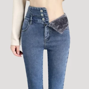 Dam Termiska Skinny Jeans Hög Midja