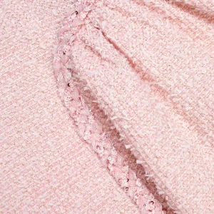 Rosa bouclé utan ärmar minidress