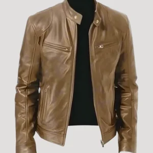 Herr skinnjacka biker slim fit med dragkedjor