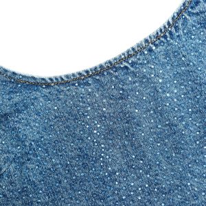 Stjärnstickad denimkorttopp