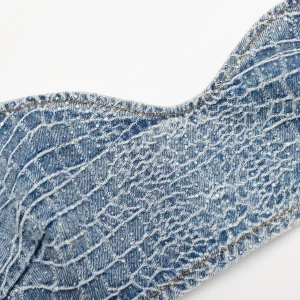 Sträckkrok-efterkänsla denim-bralette
