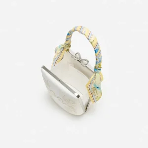 Cream Linne Gul Blomstrad Minibag