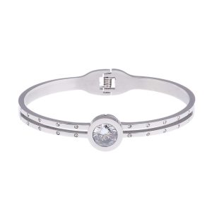 Armband stål silver kristallsten