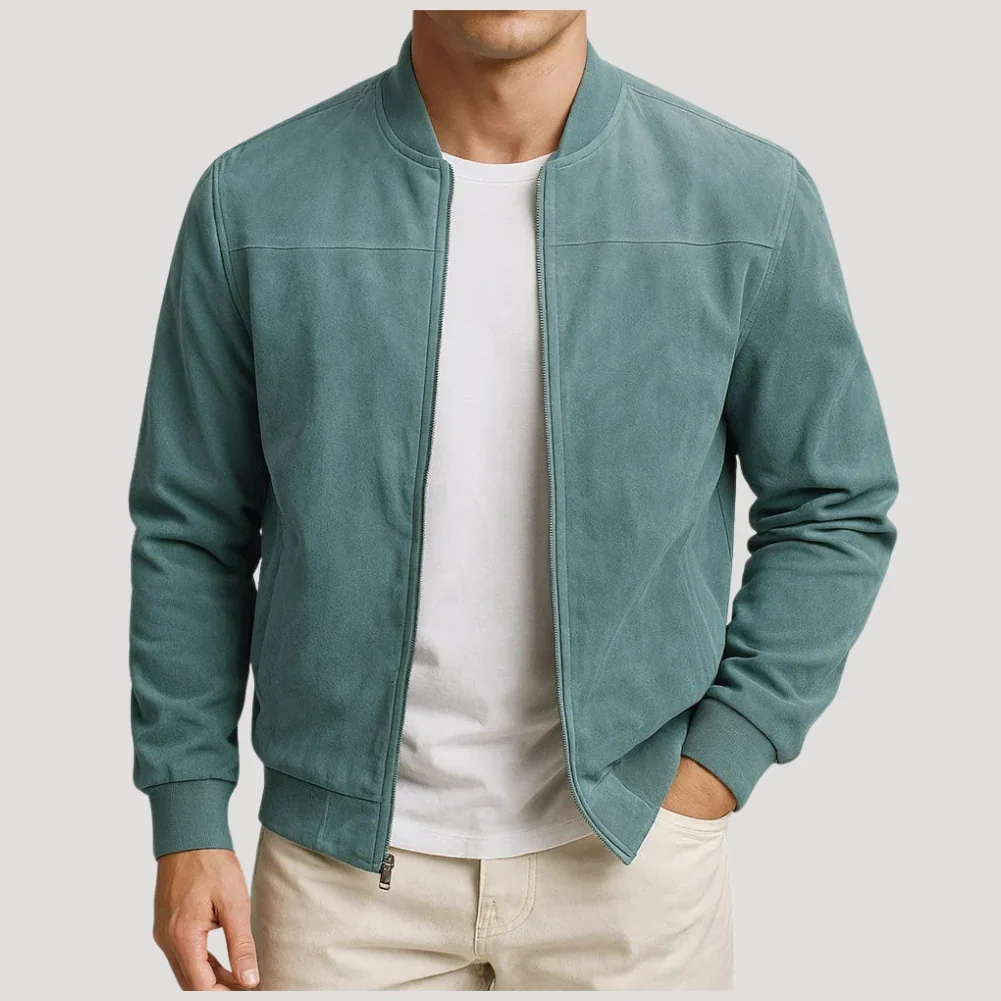 Herr Slim Fit Bomberjacka Med Dragkedja Casual Stil - Bild 4